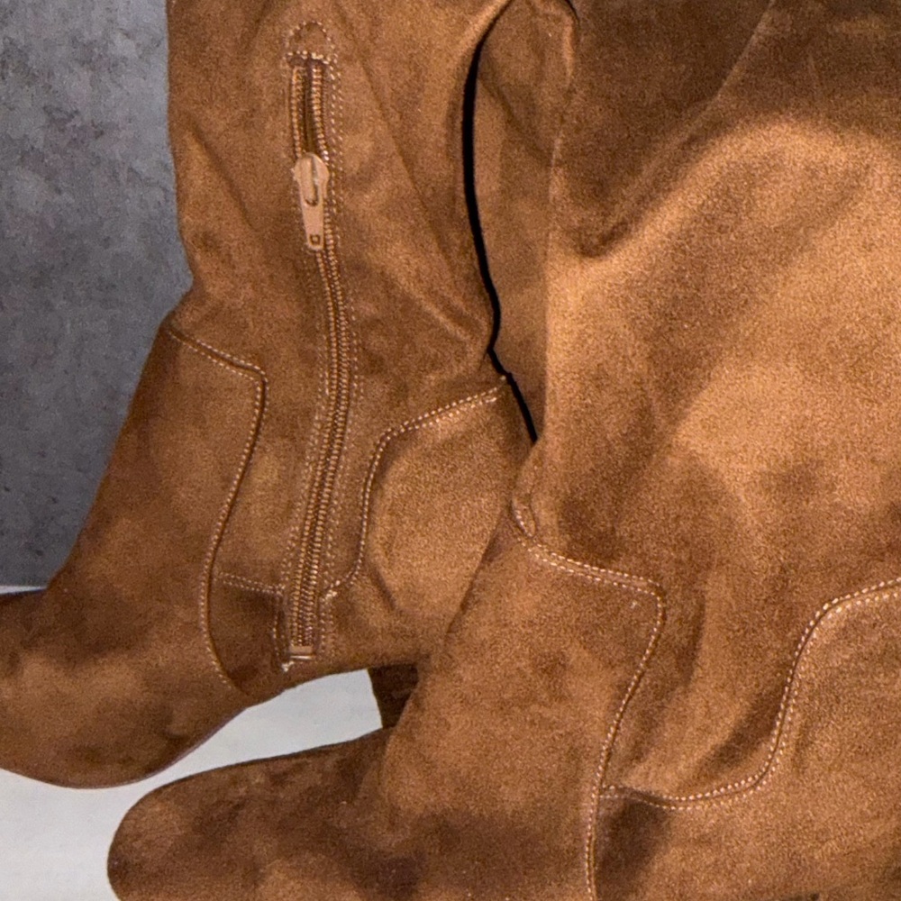 Nine West Over the Knee Bootz in Camel Brown Suede
